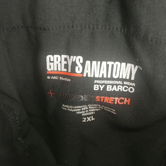 Barco Grey's Anatomy Scrub Set Women 2xl Top and Jogger Pants Black Stretch - Picture 10 of 15